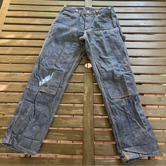 Key Raw Rigid Heavyweight Denim Double Front Logger Jeans (33 x 32) - Picture 2 of 7